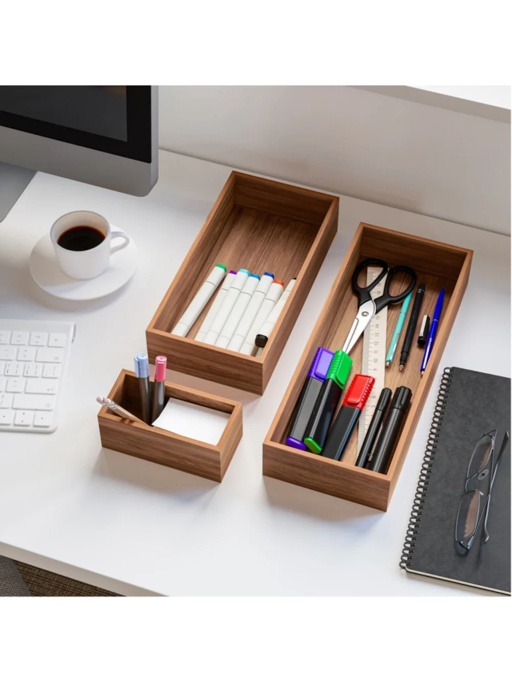 Seville Classics 10-Piece Acacia Storage Box Set